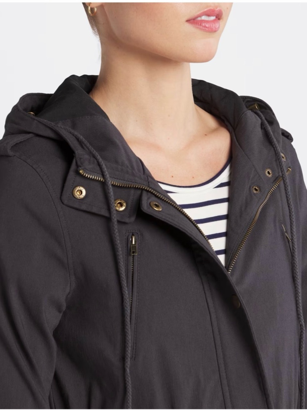 Eden Society Cinched Waist Hooded Cargo Anorak Jacket Charcoal Grey Size XL NWT - Picture 10 of 10